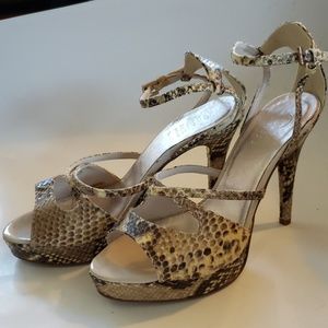 48. New Bagatt snake print leather sandals size 7 1/2